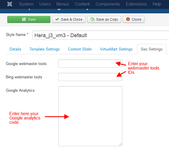 Google Analytics area