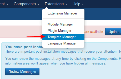 Joomla template manager.